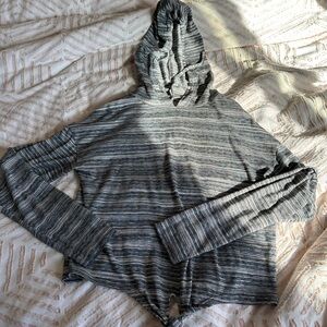 Striped Gray Hooded Pullover